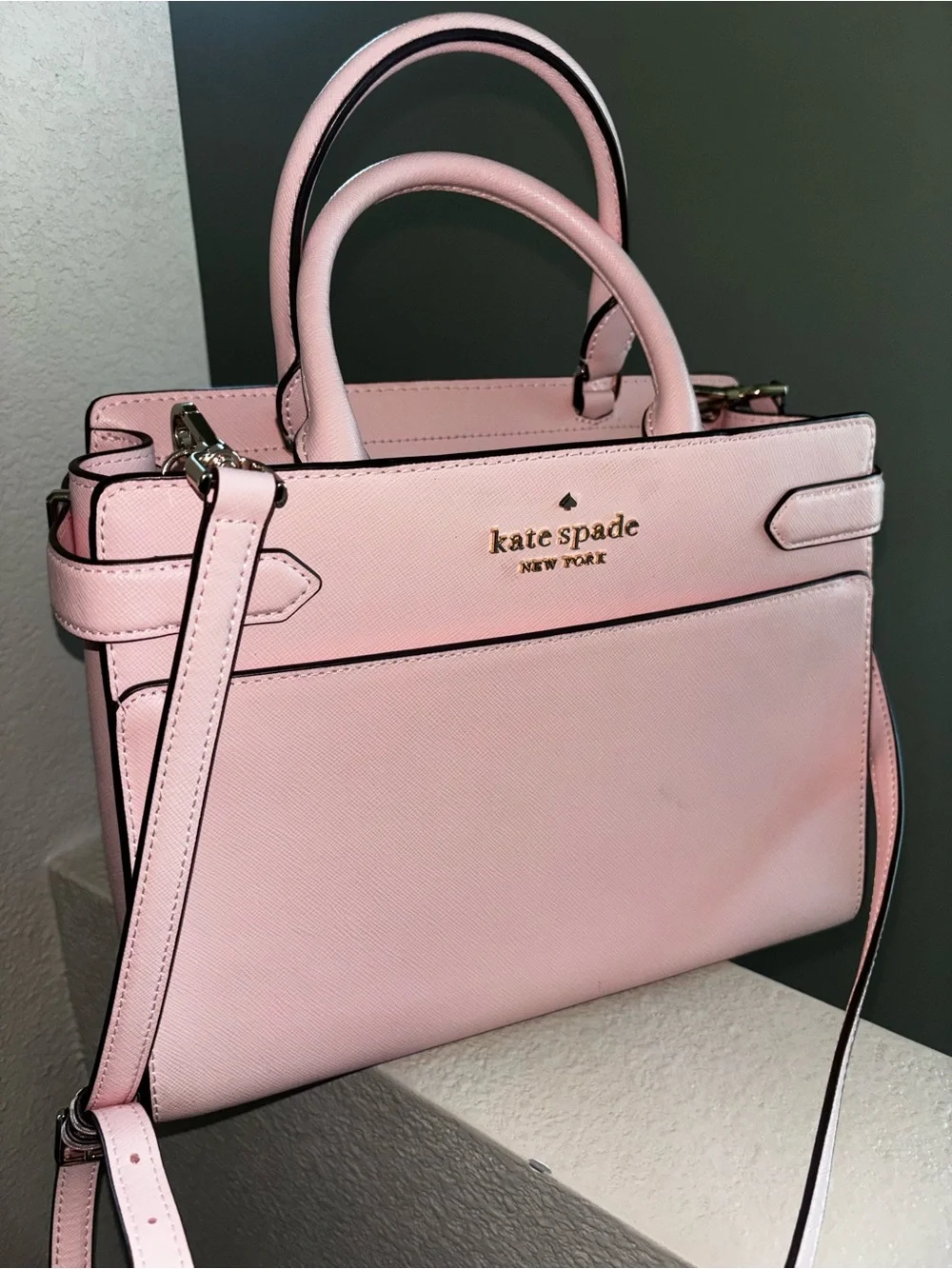 kate spade Pink Saffiano Leather Top-Handle Satchel with Detachable Strap